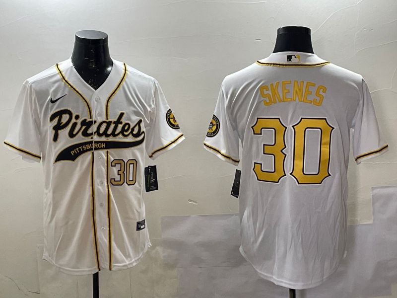 Men Pittsburgh Pirates #30 Skenes White Joint Name Nike 2025 MLB Jersey style 1